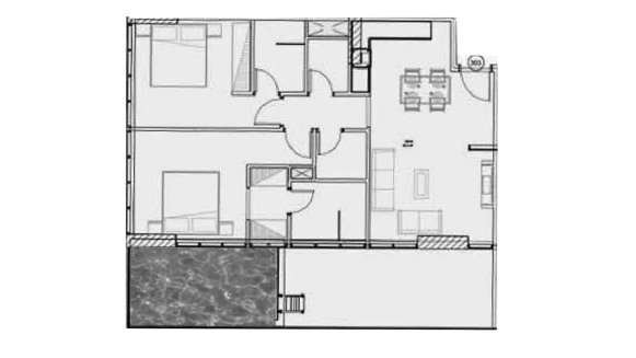 Apartment floor plan, 2 bedrooms in SAMANA GOLF VIEWS No. 11008 (2D)